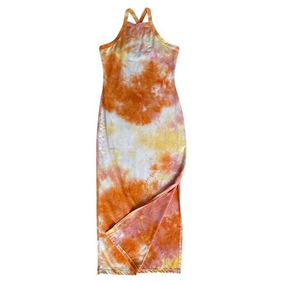EUC Tie Dye Midi Dress - Yellow/Orange Combo size Small - Picture 4 of 6